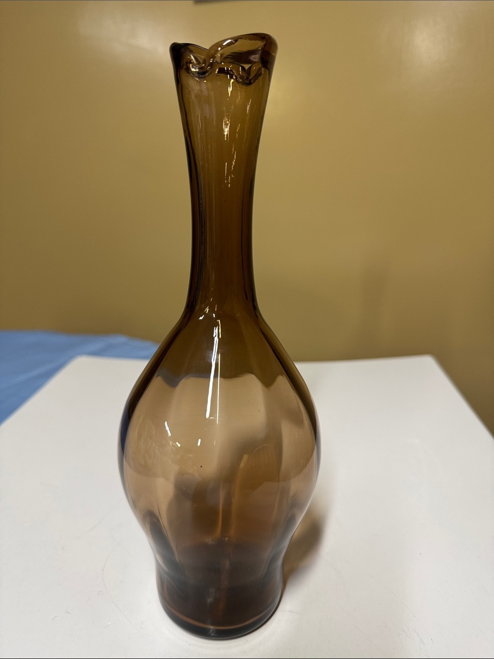 Blenko Glass 64d Optic Vase In Chestnut 10.25” Rare Stunning 1965